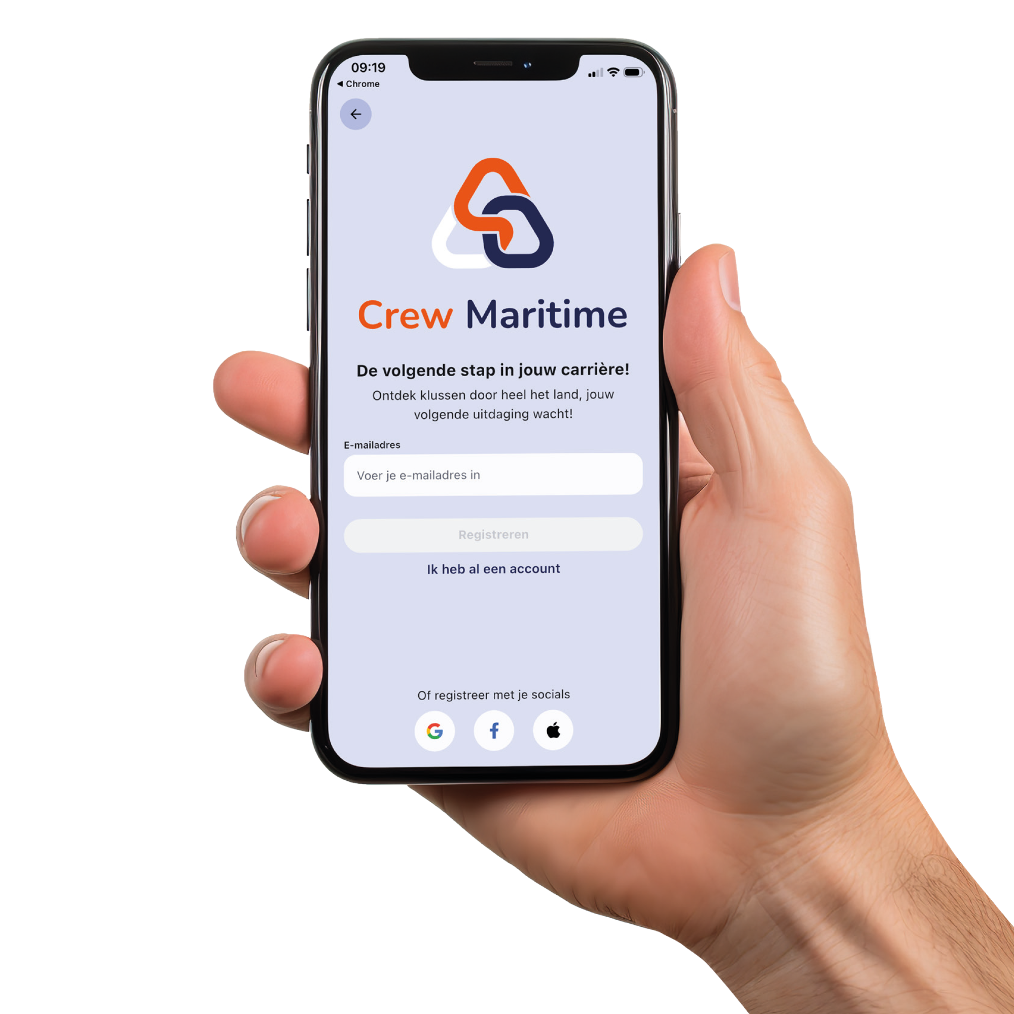 Crew Maritime app in de hand